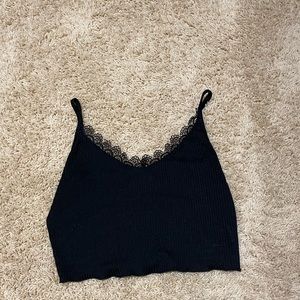 Romwe lace lined black tank
